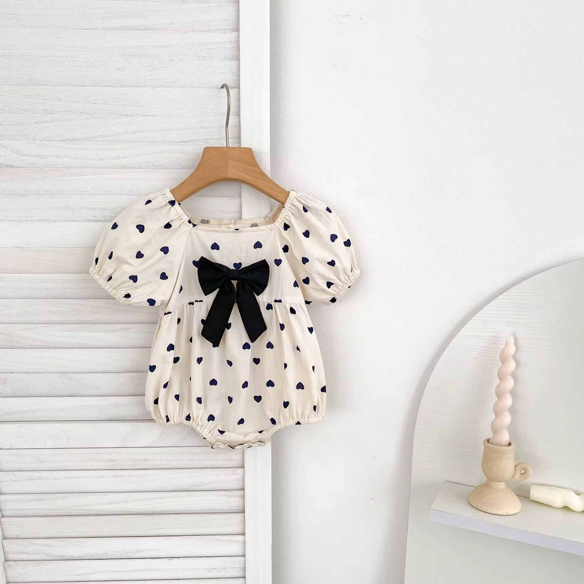 Girl's Polka Dot Puff Sleeve Baby Clothes Romper Jumpsuit Girl Dress Sister Outfit