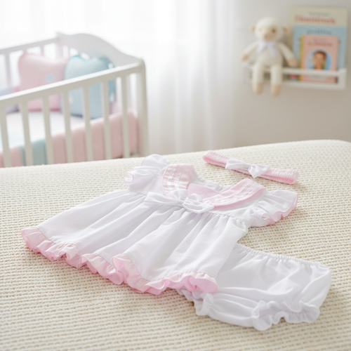 Baby Girls Dress, Pant & Headband Set