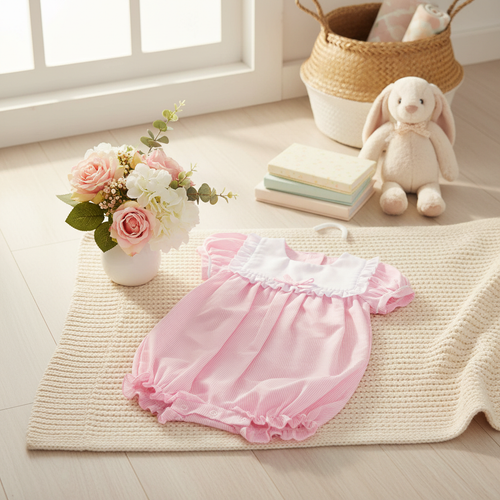 Baby Girls Smocked Romper in new setting