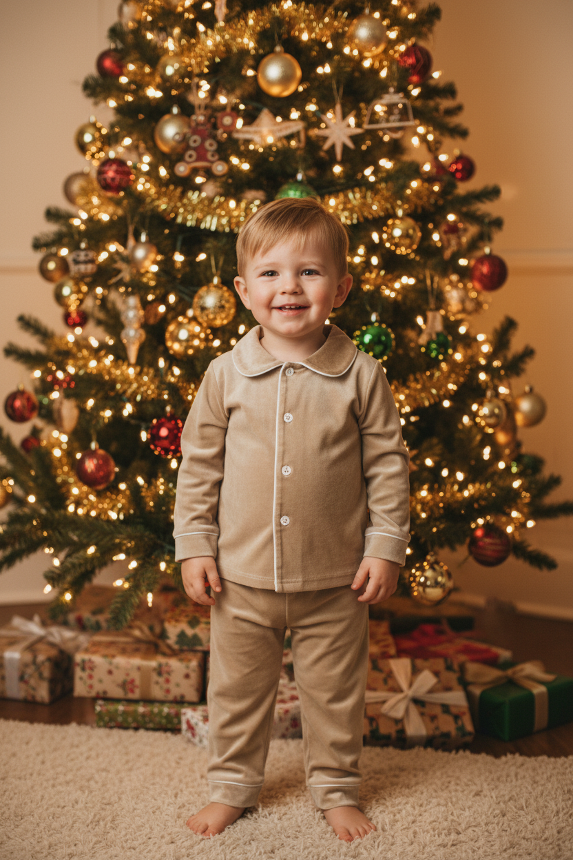 Beige pyjamas boy Christmas