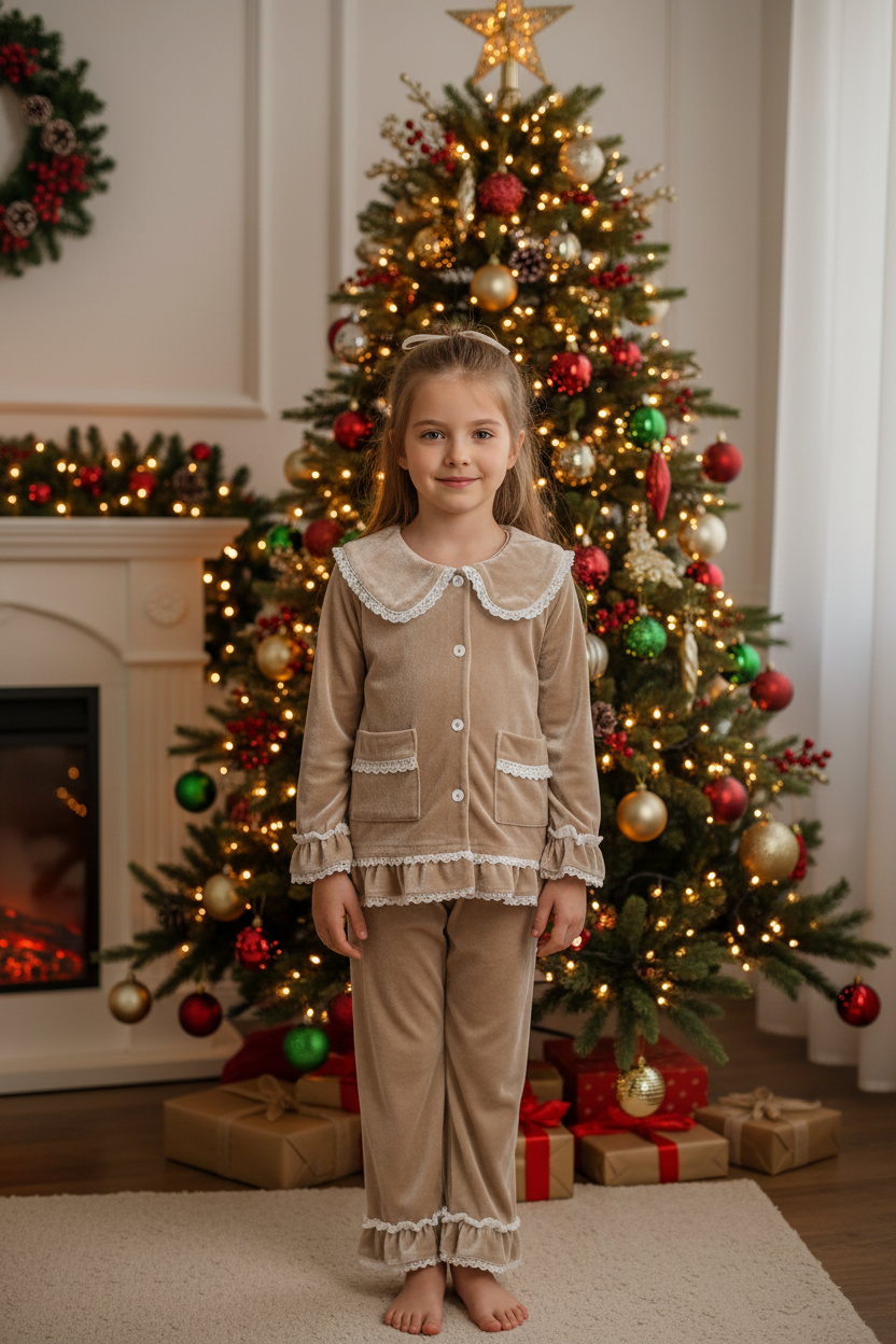 Beige pyjamas girl Christmas