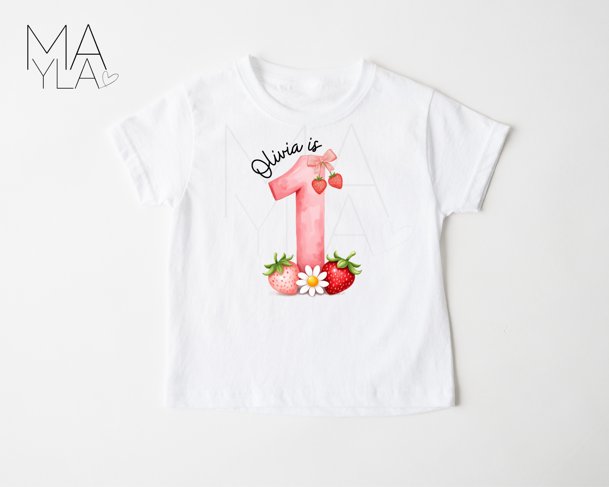 Personalised Age 1-10 Strawberry numbered birthday T-shirt