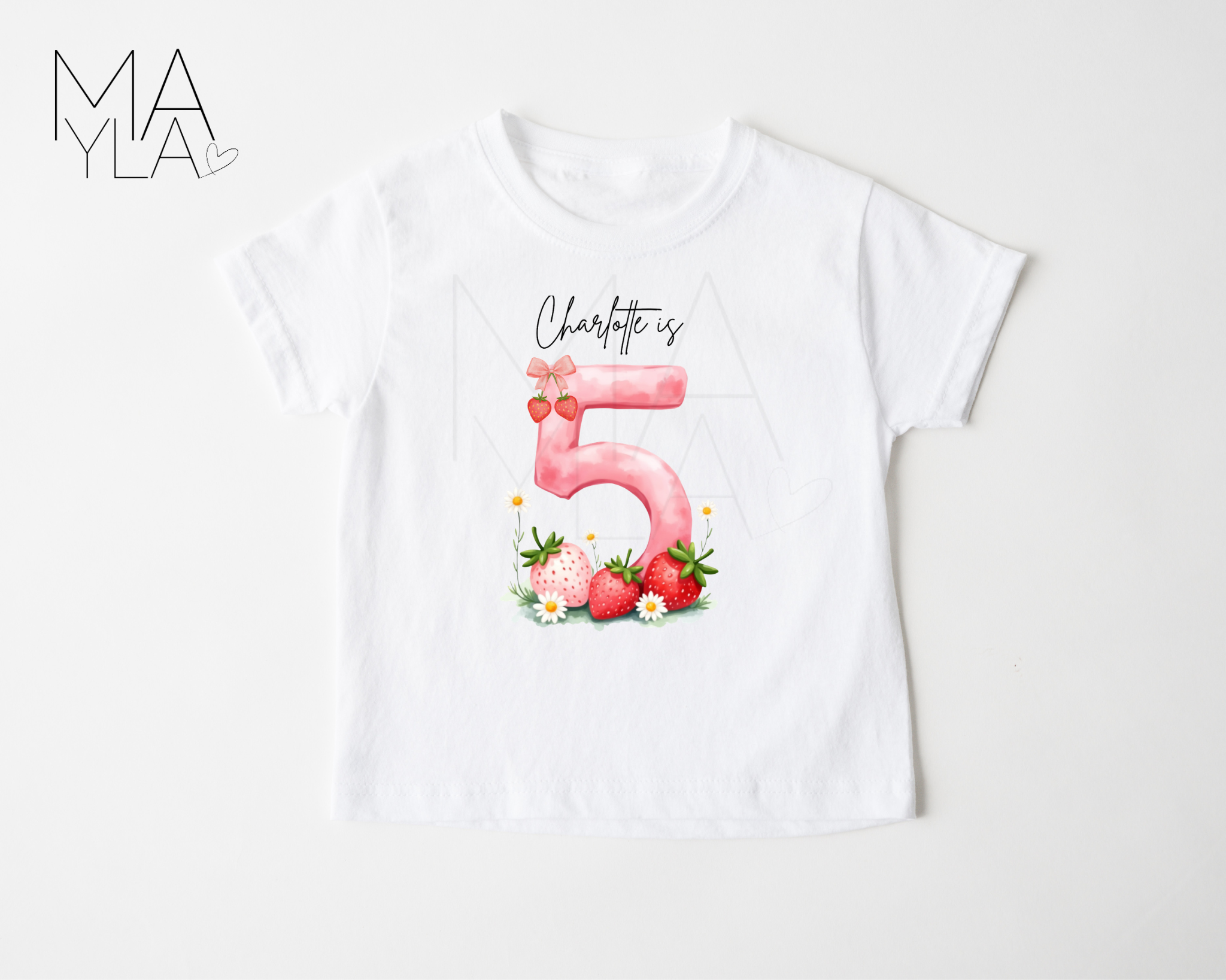 Personalised Age 1-10 Strawberry numbered birthday T-shirt