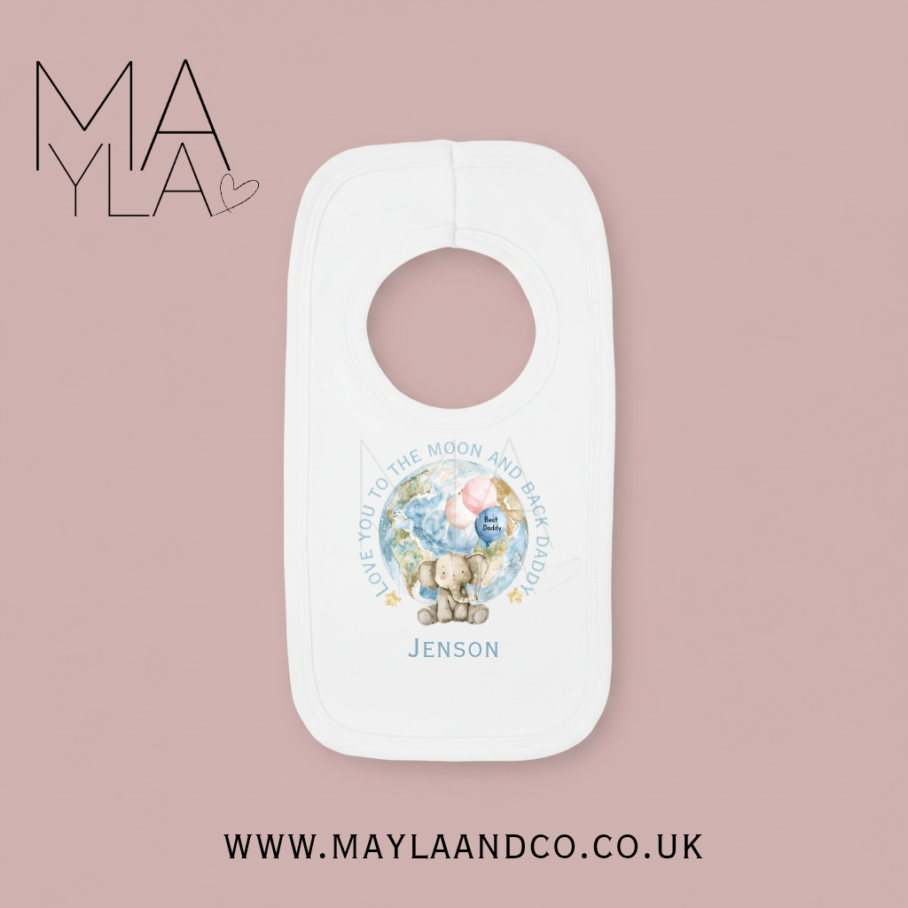 Personalised 'Love you to the moon' Baby Bib