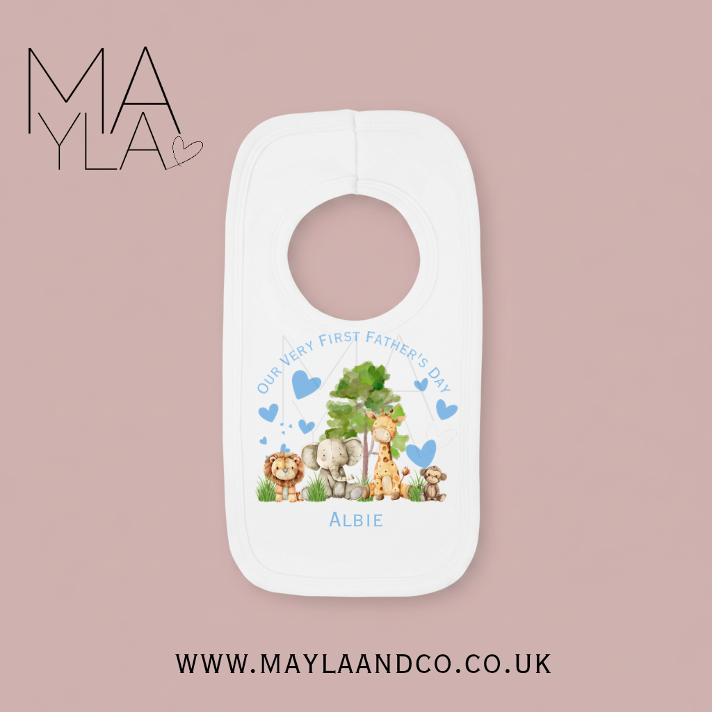 Personalised 'Our Very First Father's Day' Baby Bib