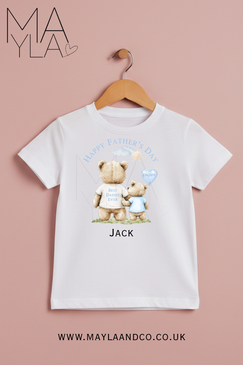 Personalised Pink or Blue Father's Day Tshirt