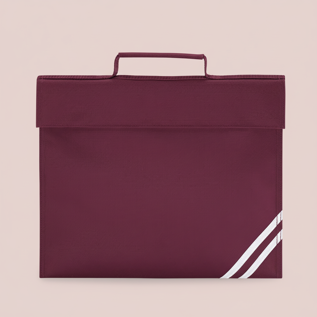 Burgundy Book Bag - Dusty Pink Background
