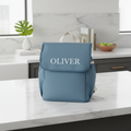 Dusty Blue Backpack with Oliver - White Printed