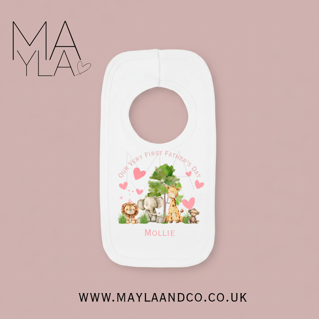 Personalised 'Our Very First Father's Day' Baby Bib