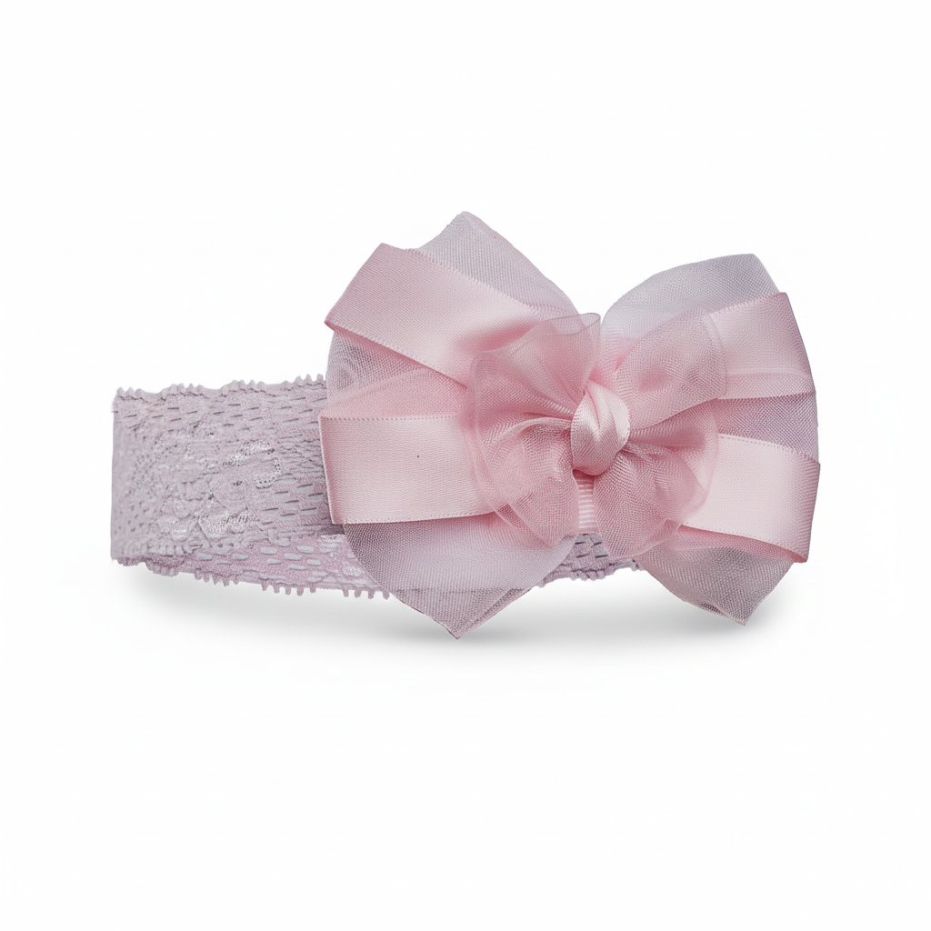 Lace Headband Satin/Organza Bow