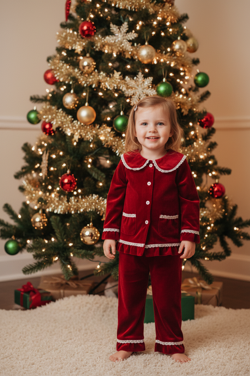 Red pyjamas girl Christmas
