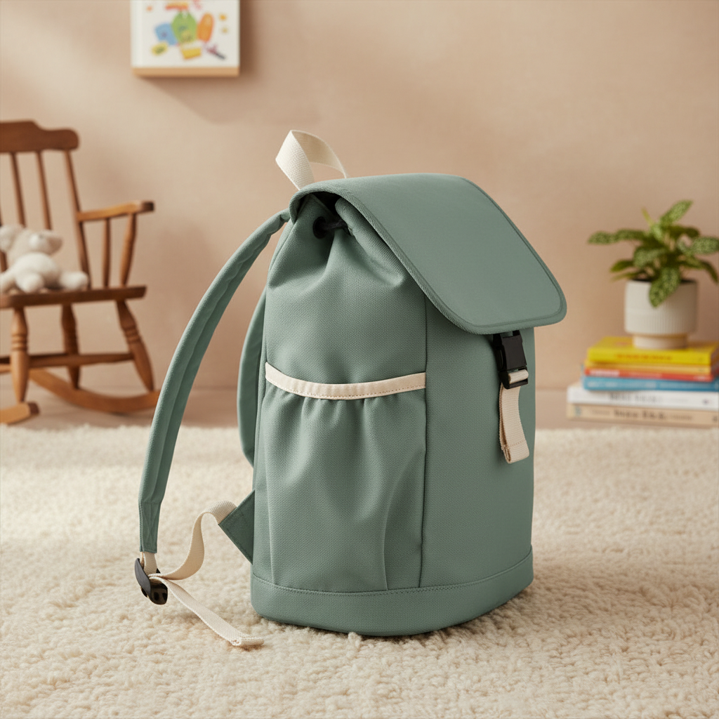 Sage green backpack with new background