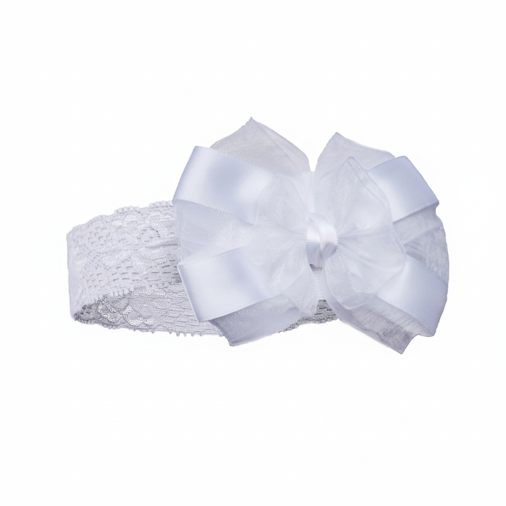 Lace Headband Satin/Organza Bow